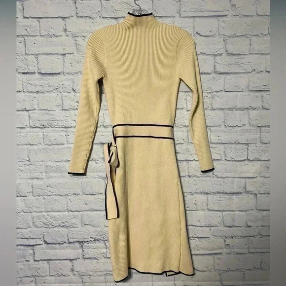 CHICWISH CONTRAST EDGE FLAP FRONT TIE BOW KNIT DRESS - Picture 3 of 5